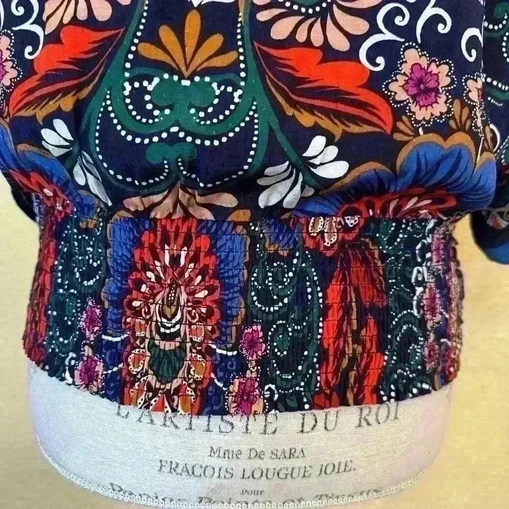 Anthropologie Multicolor Floral-Print Short Sleeve Top - Picture 8 of 9
